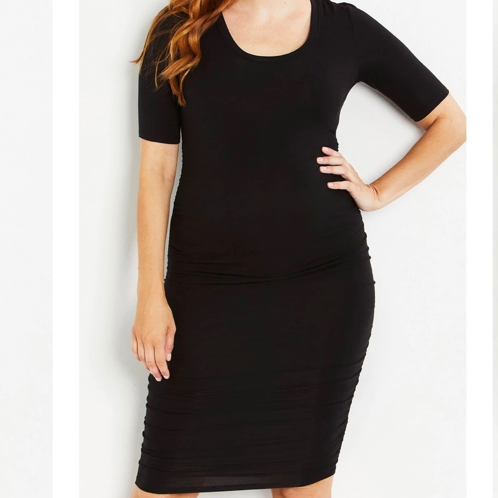 Motherhood Maternity Side Ruched 3/4 Sleeve Dress